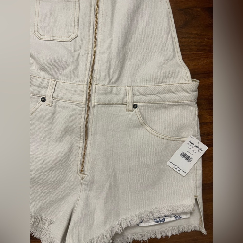 ☀️ Free People Sunkissed Denim Short Overalls | Ivory | NWT | Multiple Sizes☀️ F - Picture 4 of 8